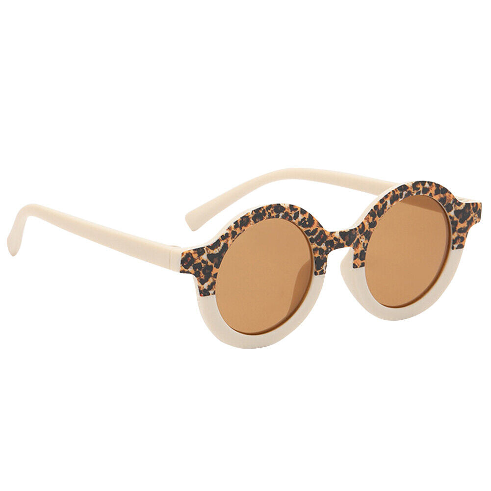 Summer Kids Girl Boys Sunglasses Leopard Children UV400 Eyewear (Beige)