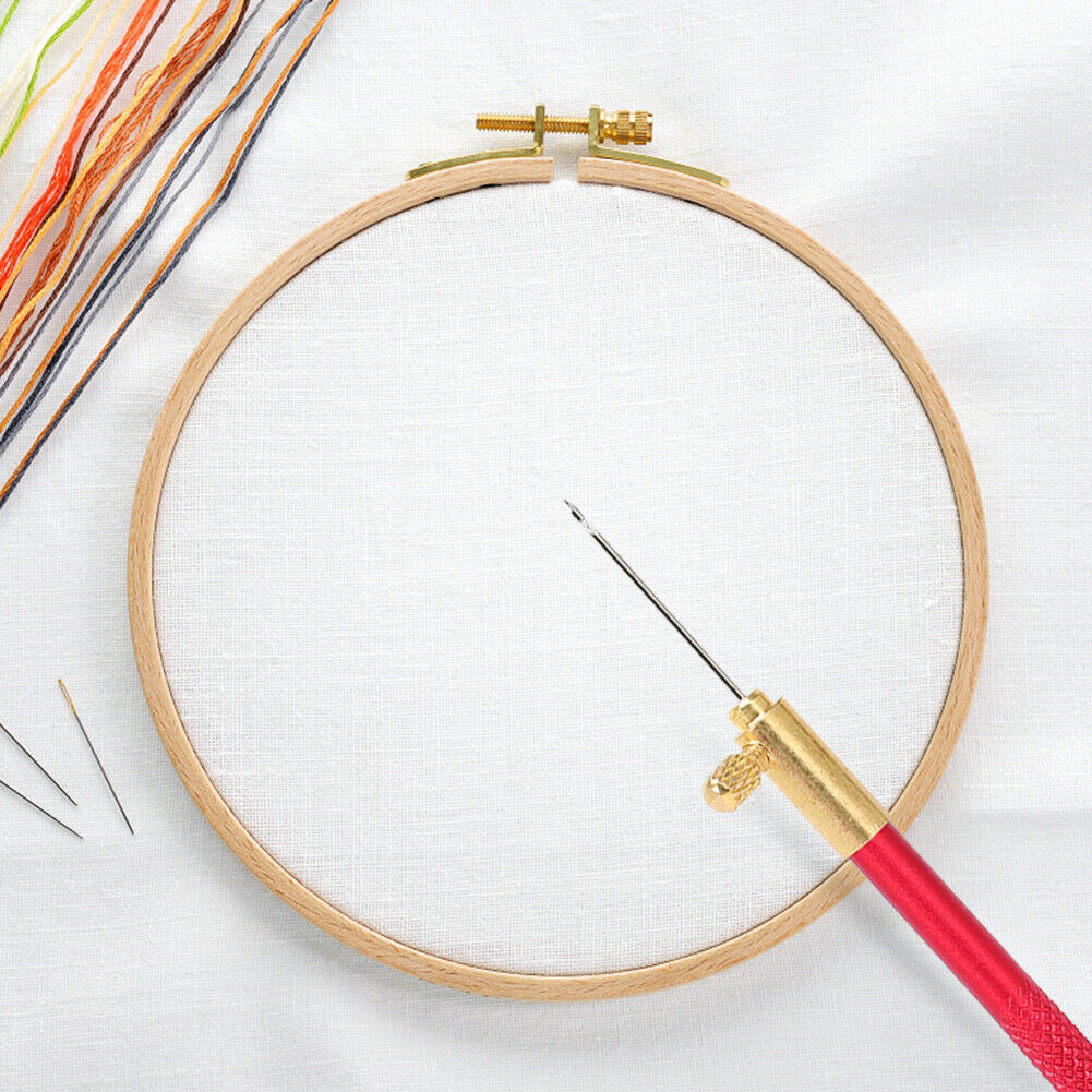 French Crochet Embroidery Tambour Beading Hoop Hook with 3 Needles Sewing