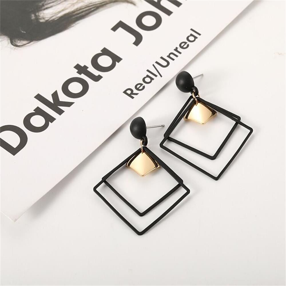 New Accessories Women Jewelry Geometric Earrings Long Black