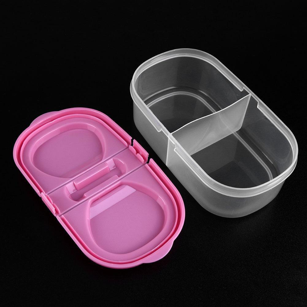 2 Grid Food Storage Box Nut Cosmetics Stationery Holder Home Organizer(Pink