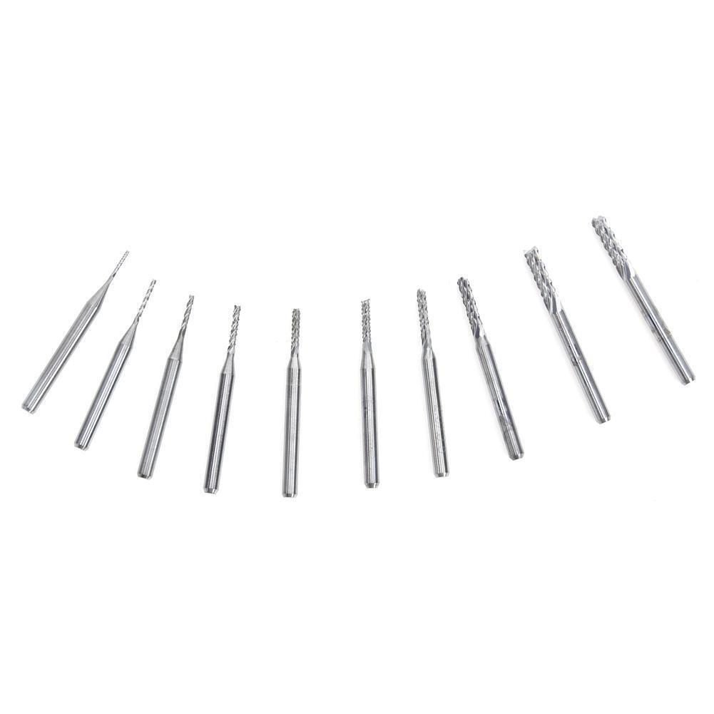 10Pcs/Box 1/8 Inch 0.8-3.17mm PCB Engraving Cutter Rotary CNC End Mill