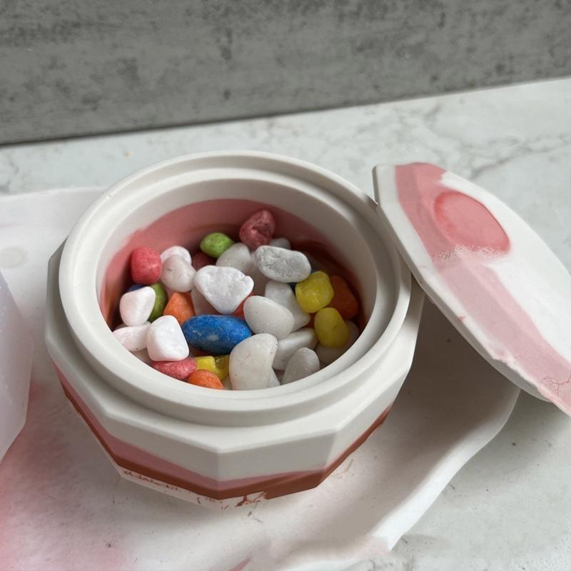 Silicone Jewelry Box Mold with Lid Jewelry Box Candle Holder Mould Bottle Epoxy