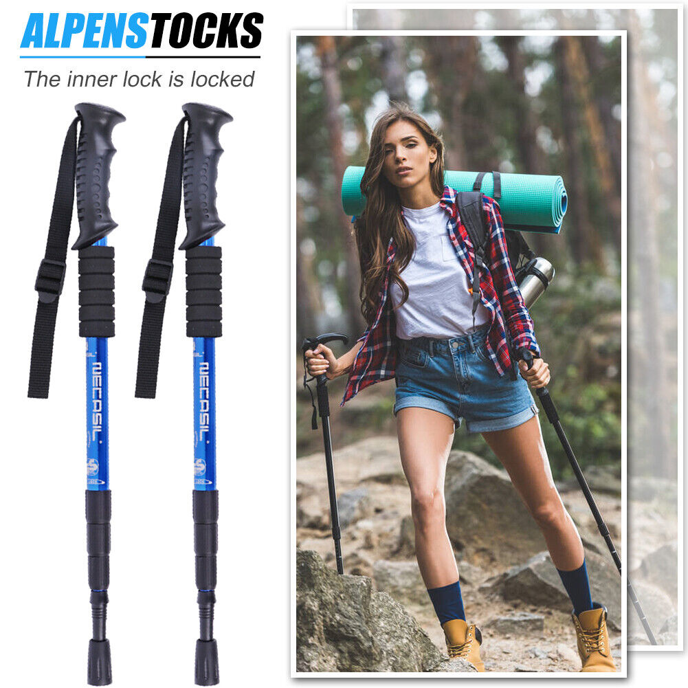 NECASIL G103 Outdoor Trekking Pole 4-section Walking Stick Kit (Blue)