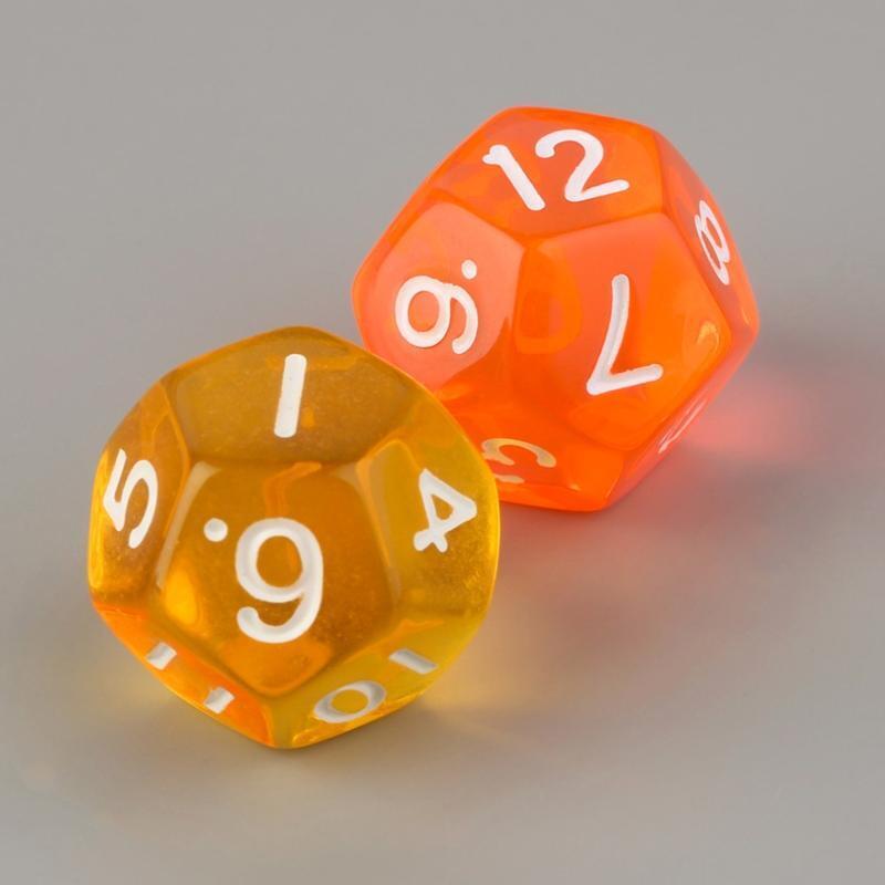 10Pcs Transparent Acrylic Dices 12 Sided Dice Digital Number Cubes Round Corner