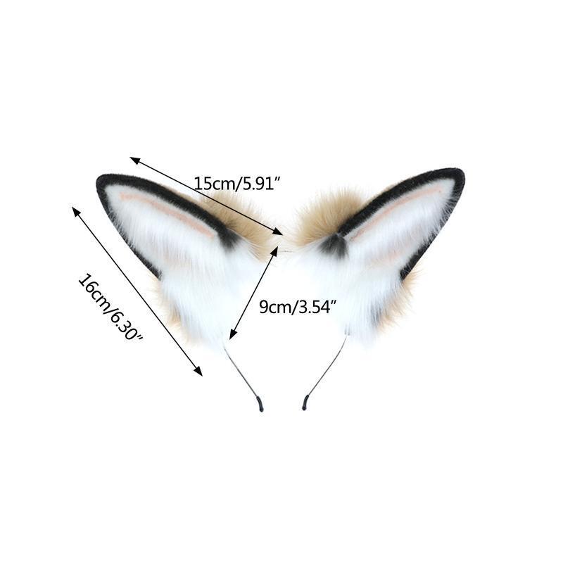 Plush Rabbit Ear Hair Hoop Headband Simulation Animal Ear Headdress for Party