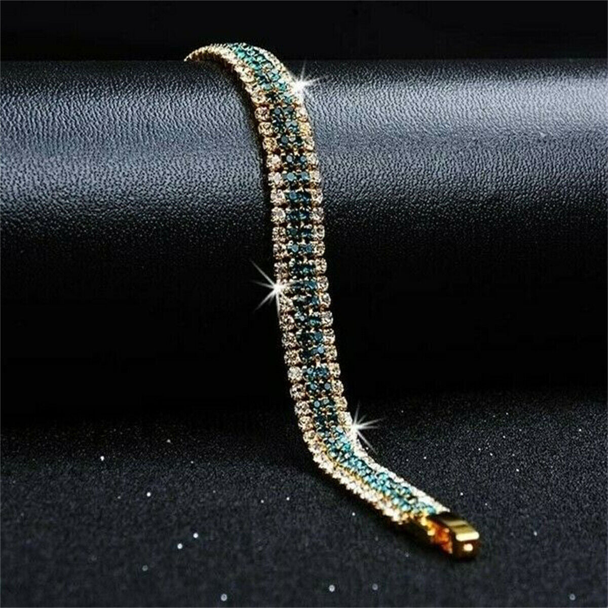 Luxury Round Cut Diamond Rhinestone Crystal Tennis Bracelet Women Jewelry Gift