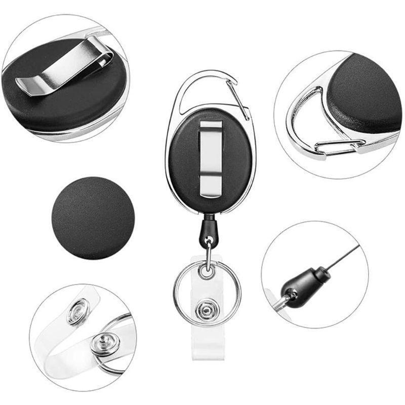 20 Pack Retractable Badge ID Card Holders with Carabiner Reel Clips Keychains
