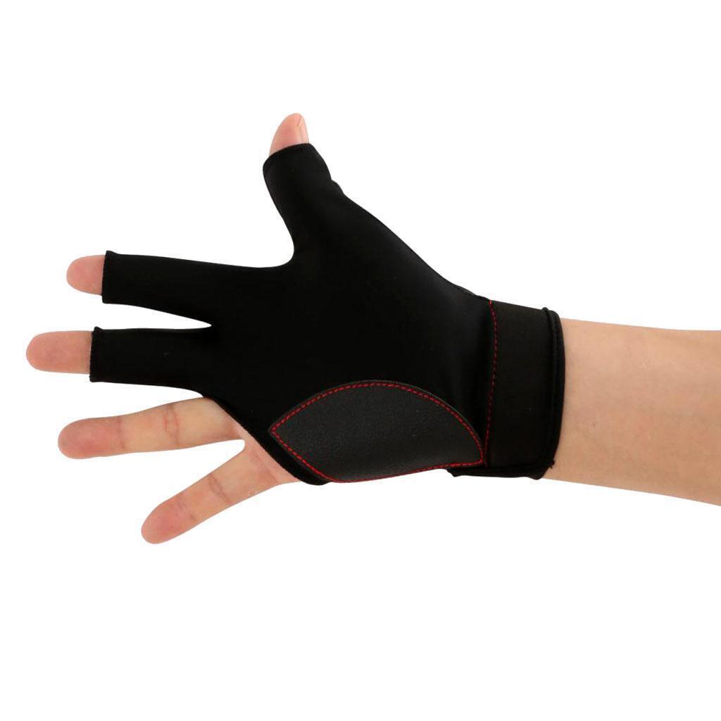 3-Finger Fingerless Right Hand Billiard Glove with 4 Pieces Pool Cue Chalk