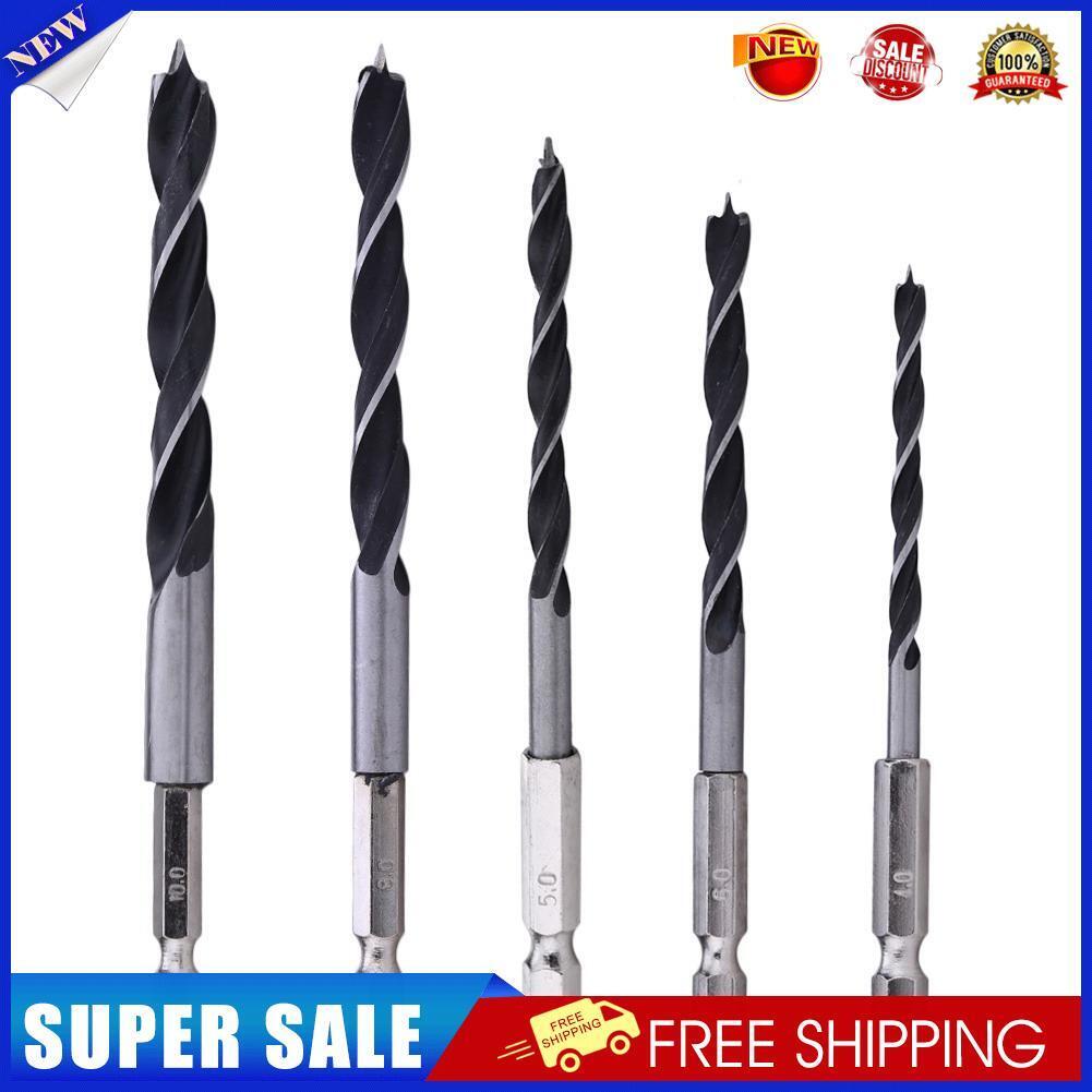 5PCS Drill Bit Set 4 5 6 8 10mm Change Metal Tools 1/4  Hex Shank Wood HCS
