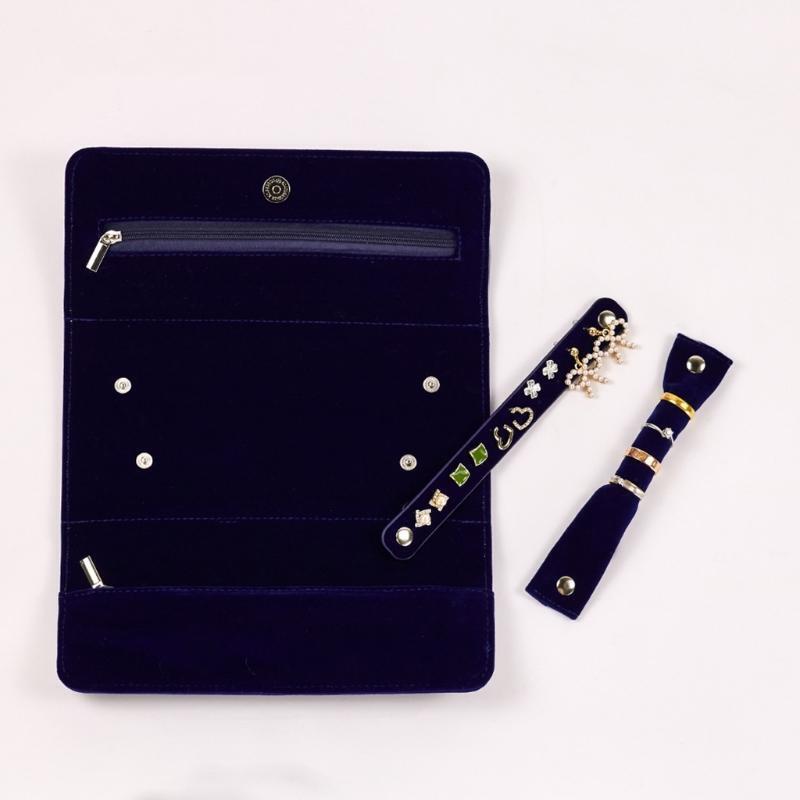 Women Portable Travel Velvet Jewelry Storage Roll Bag RingsOrganizer Case Pouch