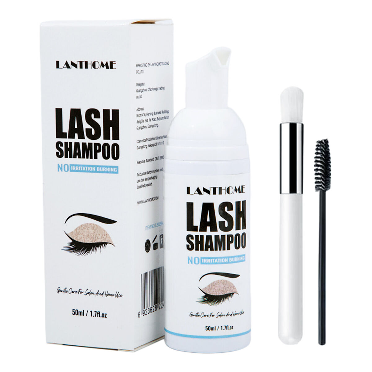Eyelash Extension Shampoo Lash Foaming Cleanser with Brush for Mascara