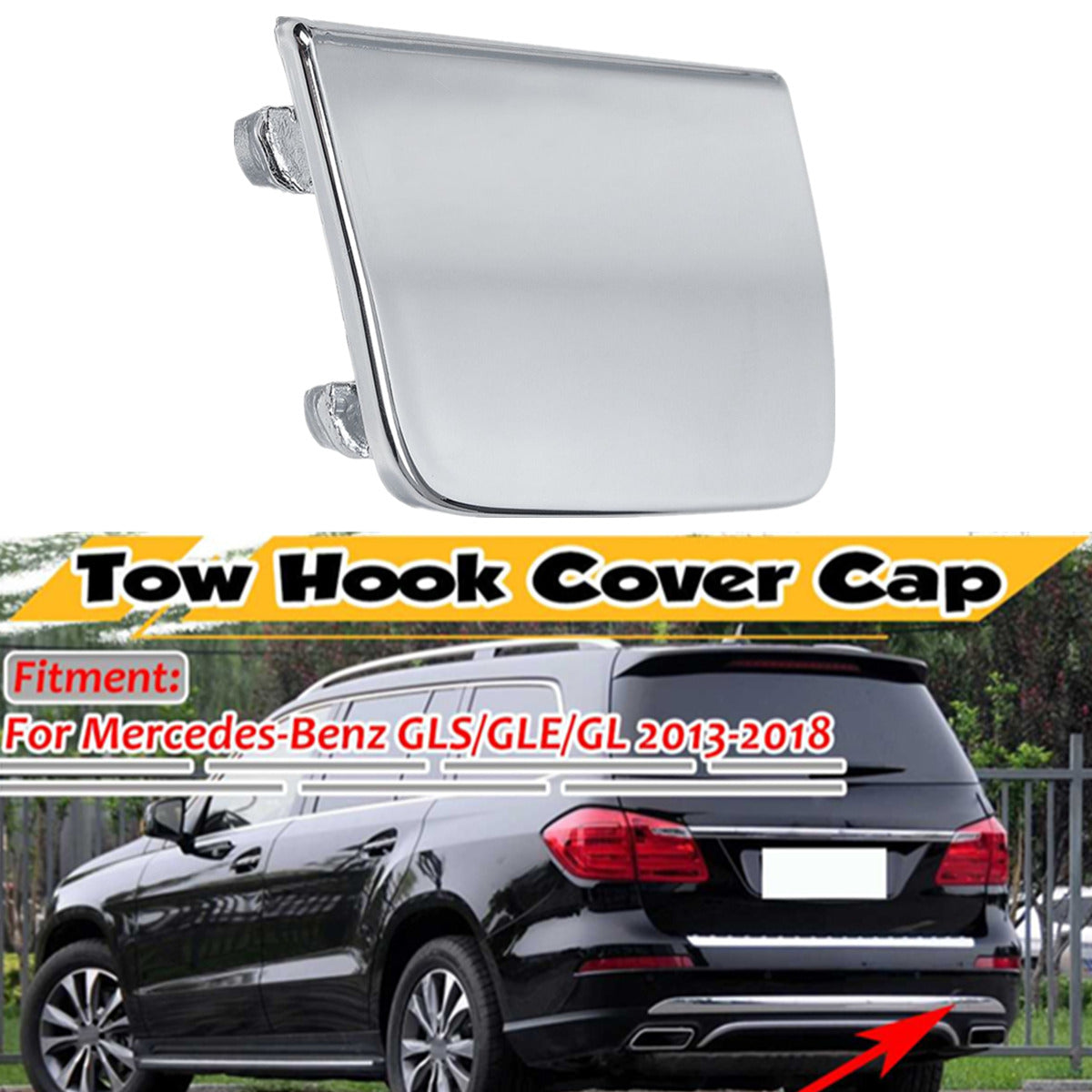 Chrome Rear Bumper Tow Hook Cover Cap For Mercedes Benz W166 GLS GLE GL 2013-18