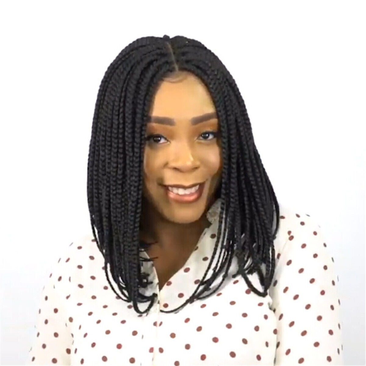 Knotless Braided Wig 14" Bob Braid Wig Synthetic Lace Front Box Braids Wig