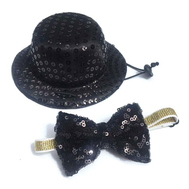 Dog Top Hat & Bow Ties Pet Birthday Costumes Set for Cat Dog Christmas Birthday