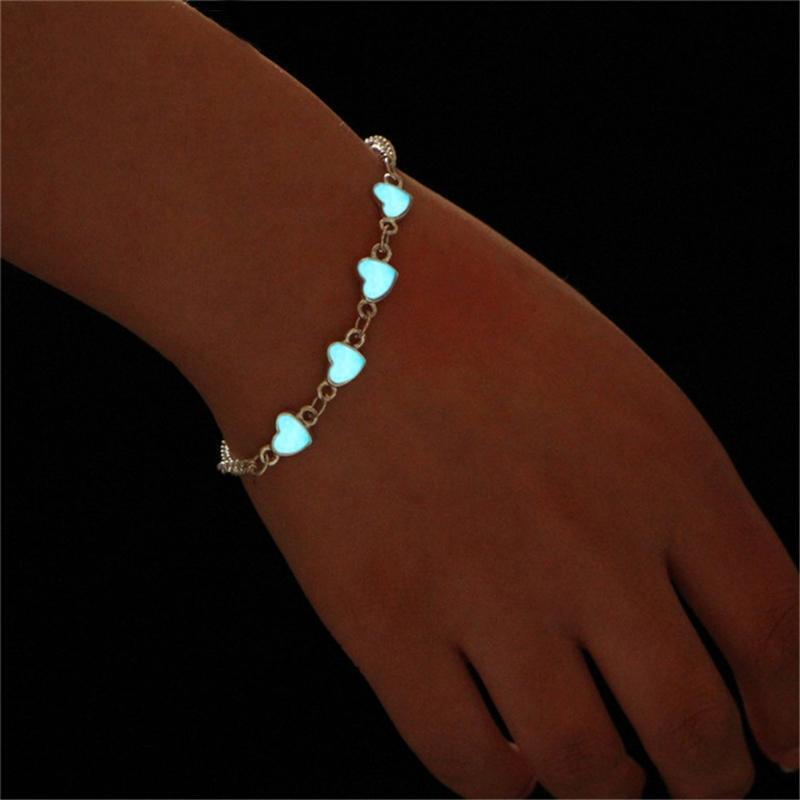 Elegant Luminous Heart Bracelet Anklets Adjustable Jewelry for Family Friends