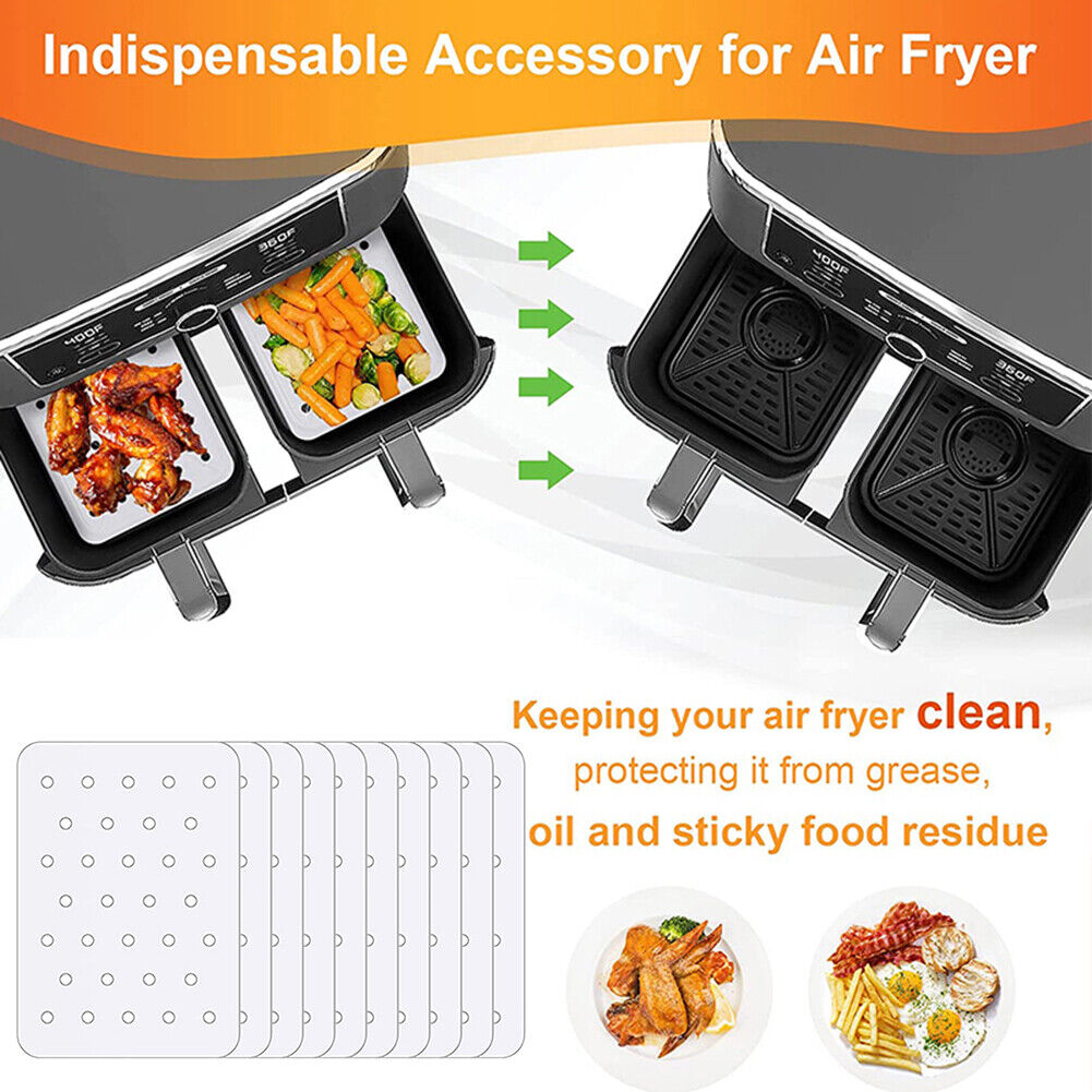 Air Fryer Liners Disposable Baking Sheets Papers (White 20.6x14cm 50x)