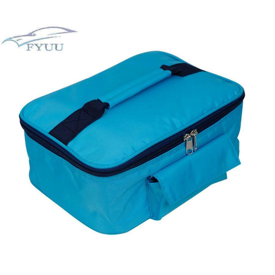 Blue Heating Bag Drive Picnic Camping Electric Oven Mini Hot Food Bento Tote