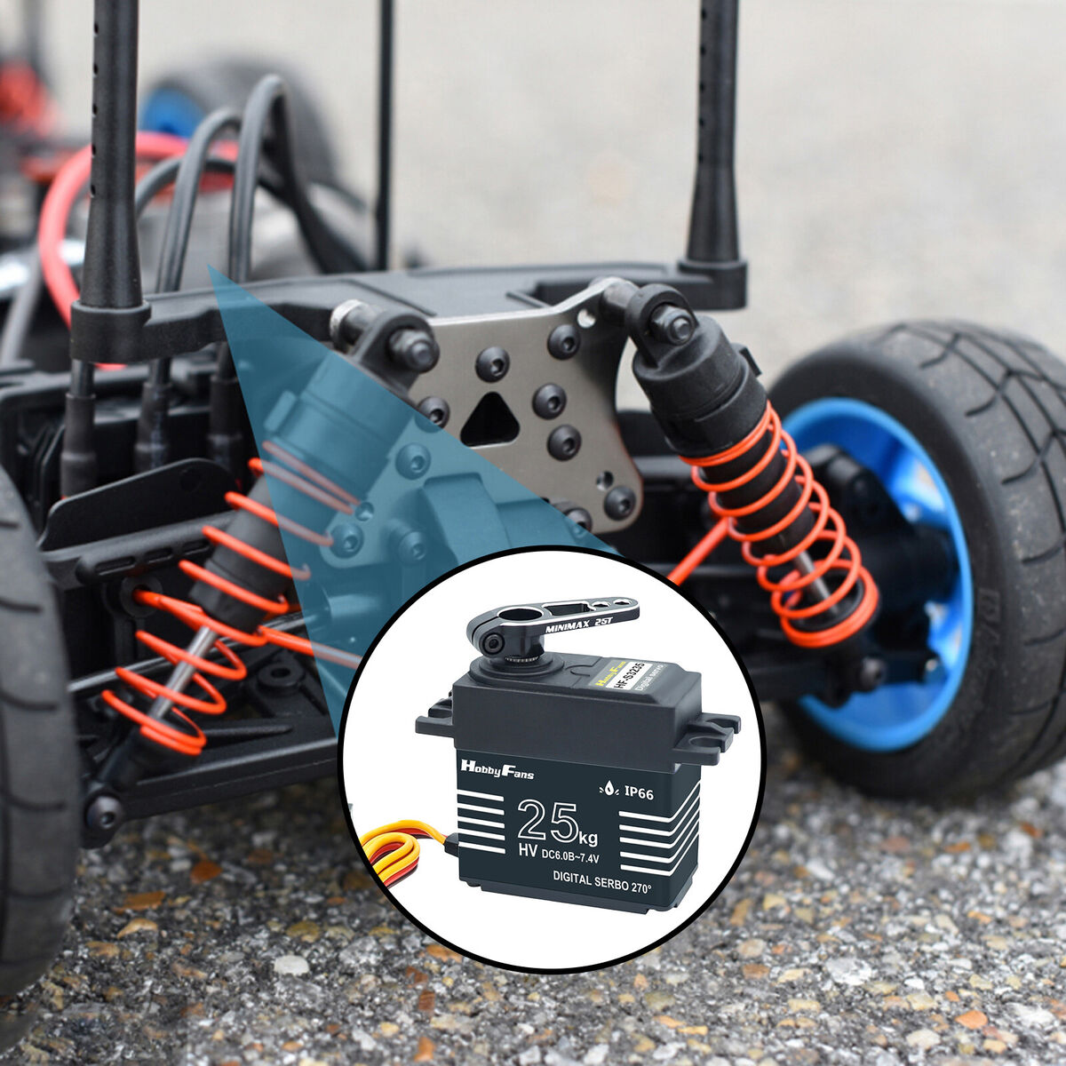 25kg Metal Gear Waterproof Digital Servo Kit for RC Crawler Car Robot Black