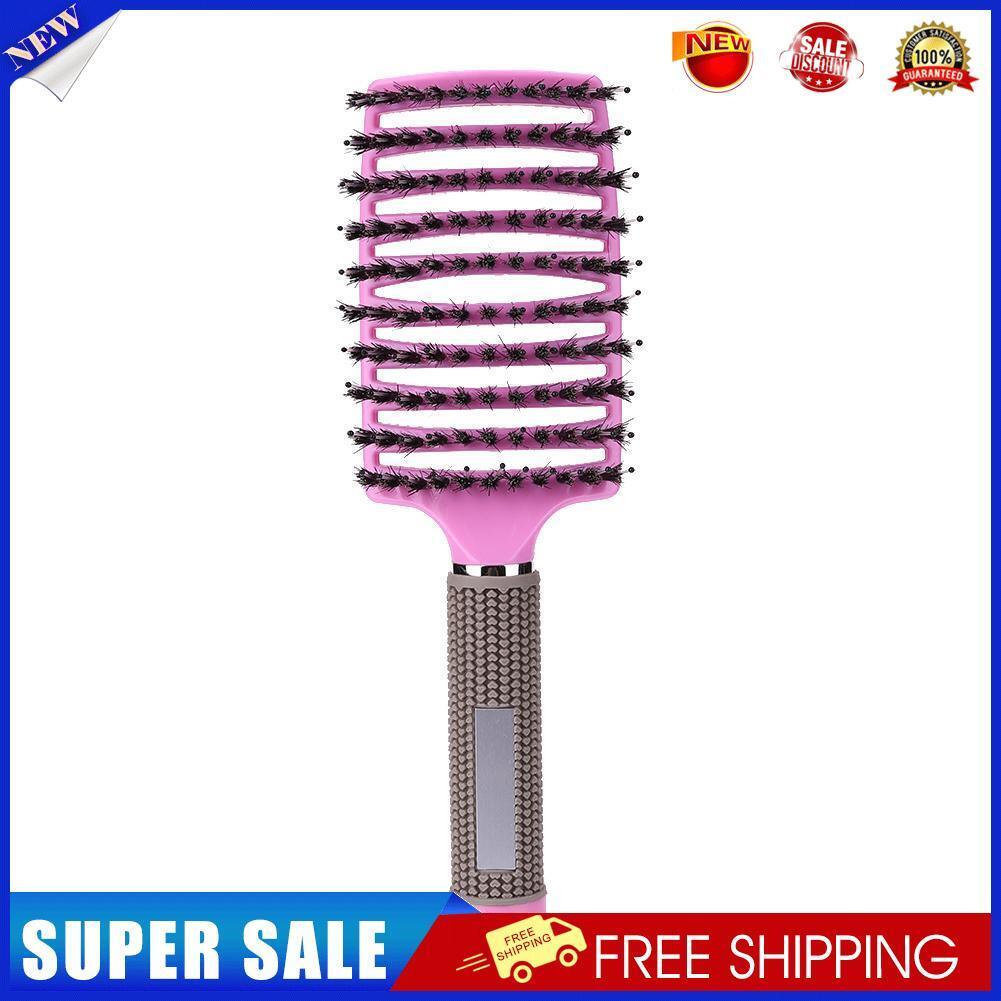 Scalp Massage Bristle Hair Comb Curly Straight Anti Static Hairbrush (Pink)