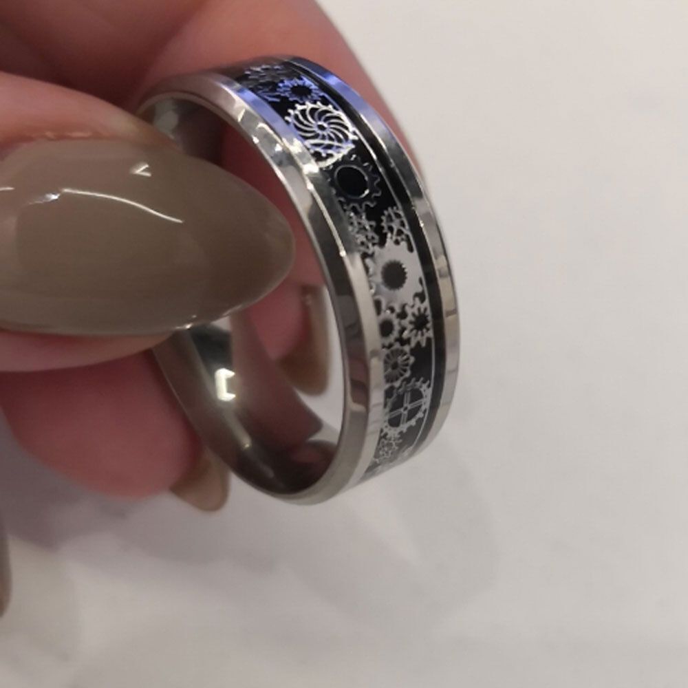 Single Fashion Men And Women's Universal Stainless Steel Gear Shape Ring