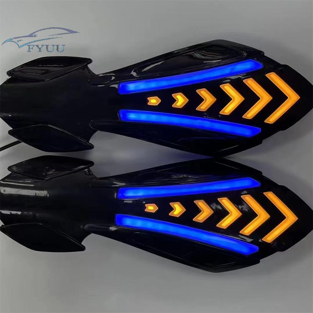 12V Motorcycle Handlebar Guards w/ LED Flowing Turn Signals Lights Waterproof