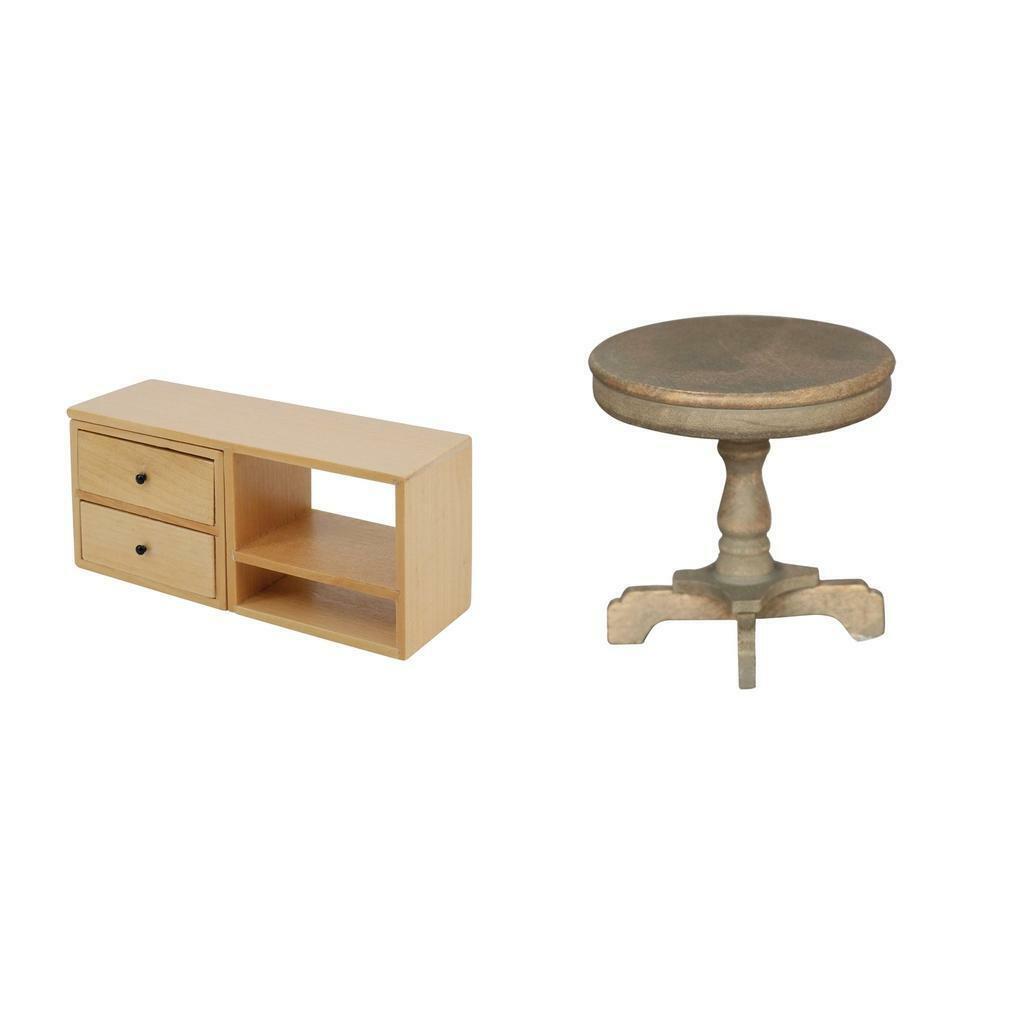 2Pcs Mini 1/12 Scale Table :6 Cabinet   Life Scene Ornaments