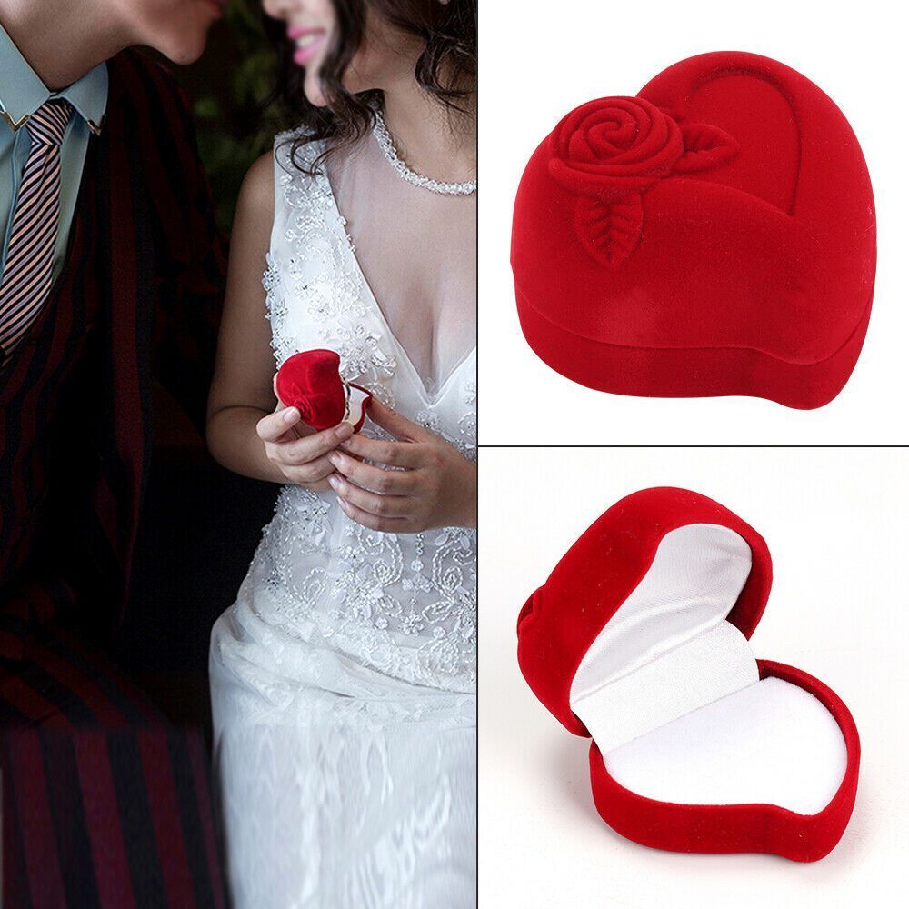 Exquisite Ring Display Box Double Ring Storage Box Velvet Jewelry Box Red Rose