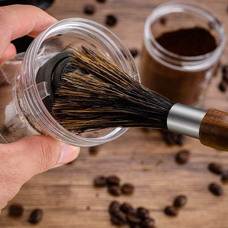 Cleaning Brush for Coffee Grinder Natural Bristles Black Walnut Espresso Brush