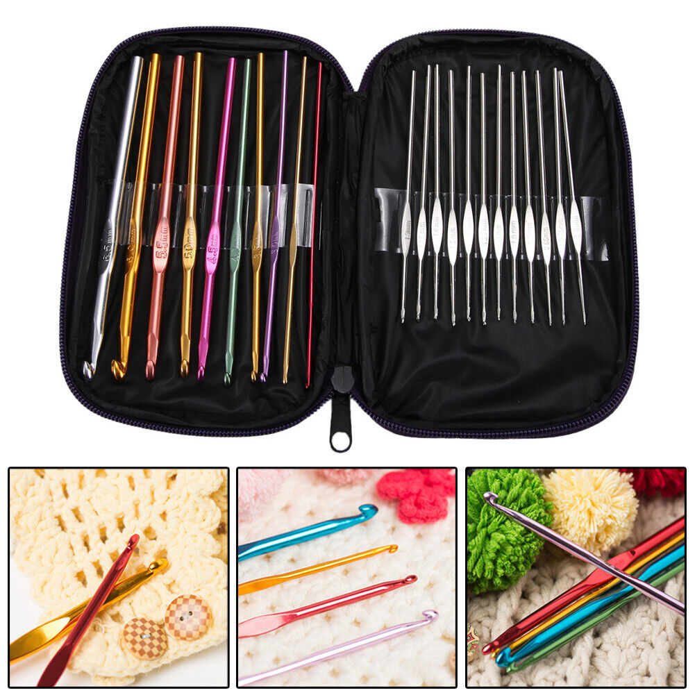 22pcs Set Multi-colour Aluminum Crochet Hooks Needles Knit Weave Craft Yarn
