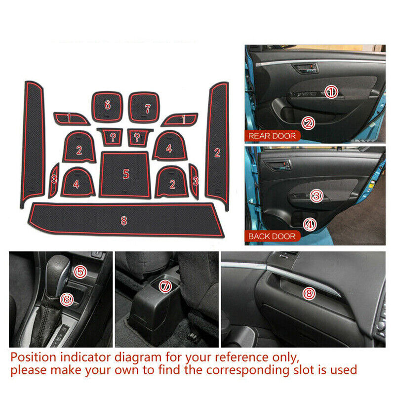 16Pcs Gate Slot Pad Anti-Slip Cup Mat Fit For Suzuki Swift 1.2 Sport 2011-17 New