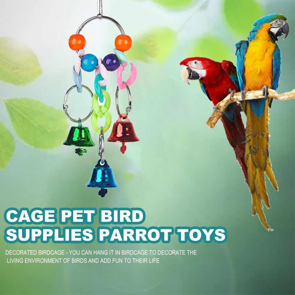 Small Parrot Bell Colorful Handmade Pet Jewelry Hanging Cage Bell Swing (D)