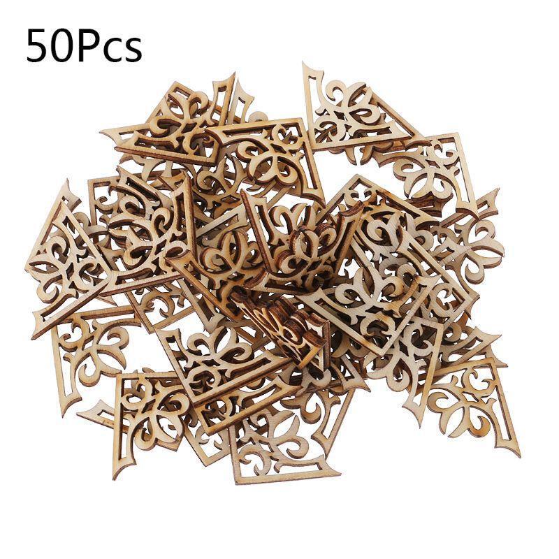 50 Pcs Horn Flower Shape Wooden Slices Craft Wood Cutout Christmas Party Decor