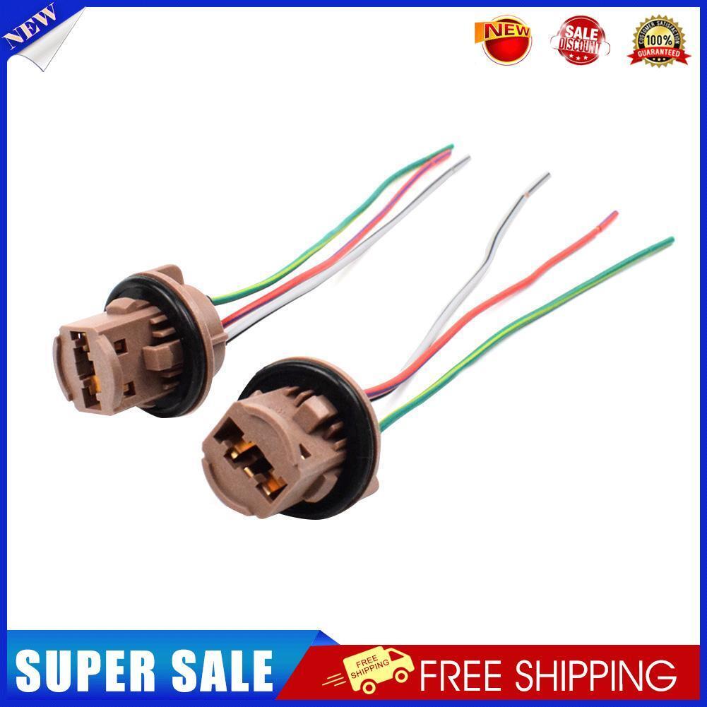2x 7443 LED Light Bulb Wiring Harness Sockets for Brake Turn Signal Light