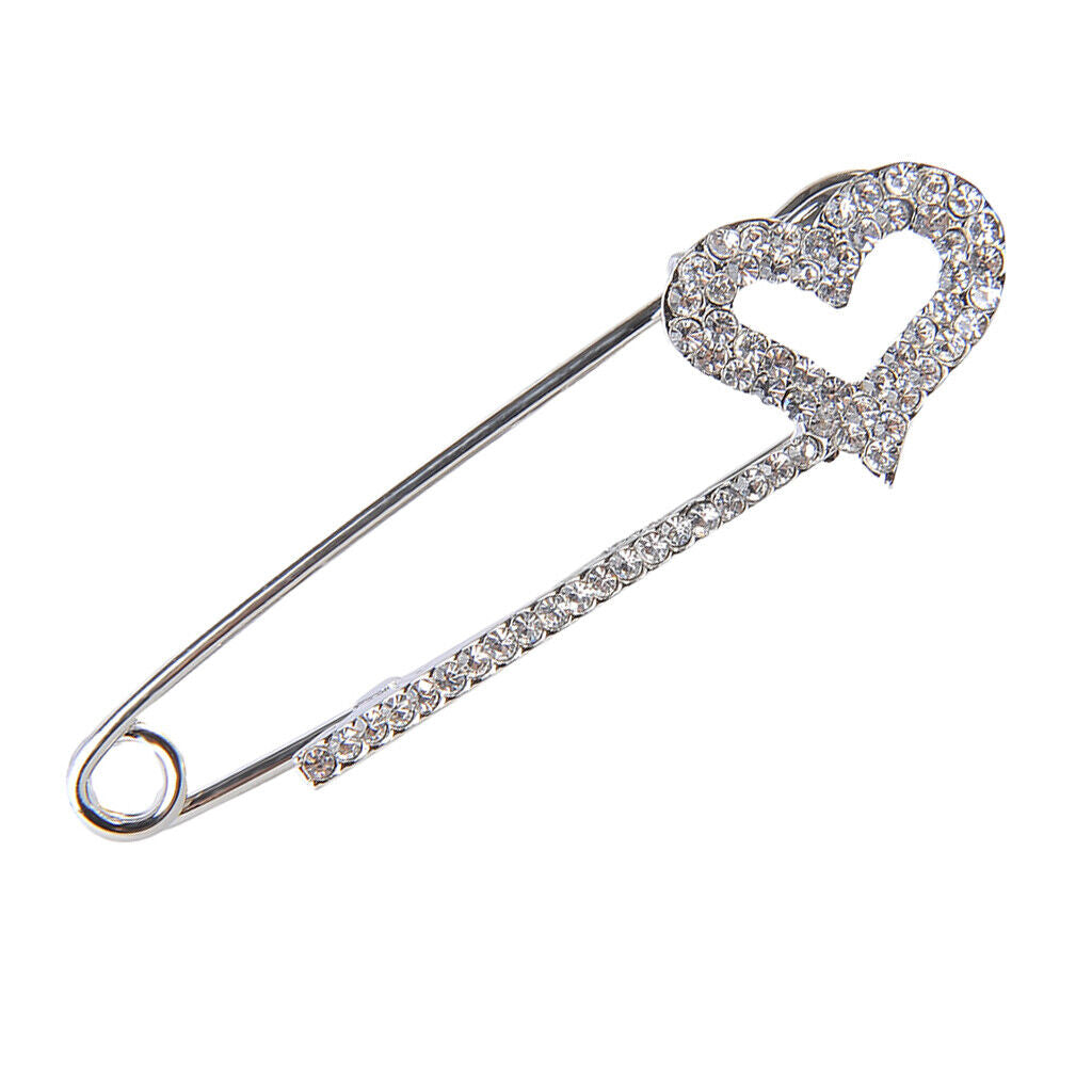 Crystal  Scarf Coat Gown Clip Collar Lapel Pin Heart