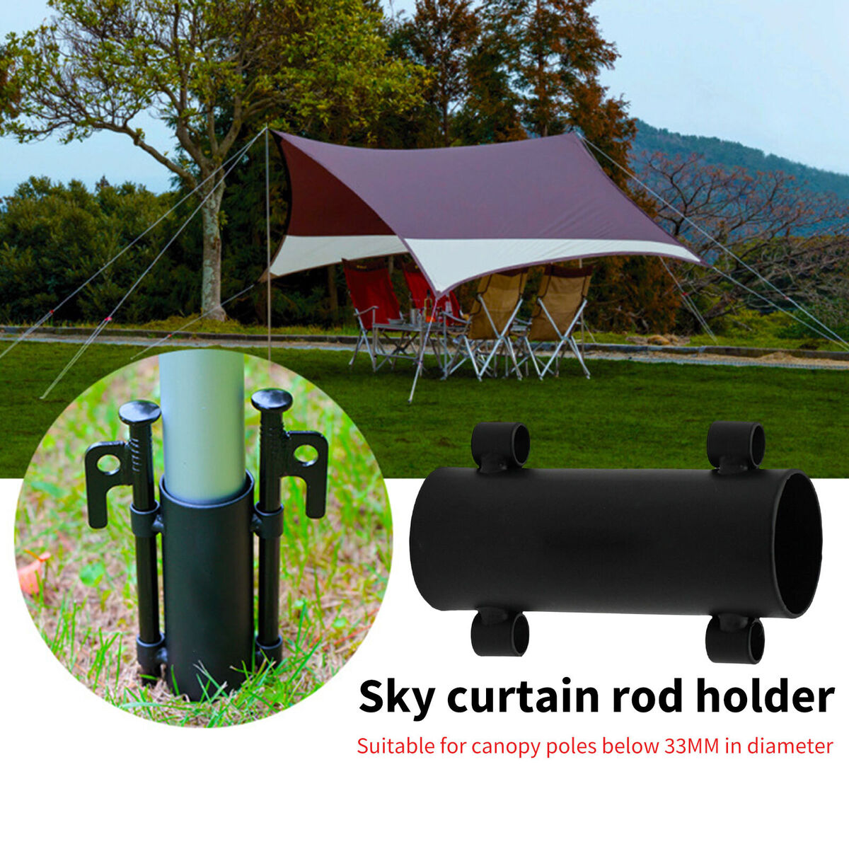 Tent Canopy Pole Holder Awning Rod Holder Support Windproof Fixed Tube