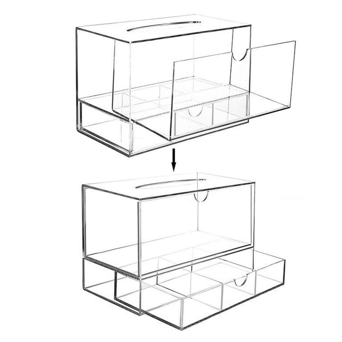 New Acrylic Cosmetic Tissue Makeup Organizer Rack Drawer  Clear