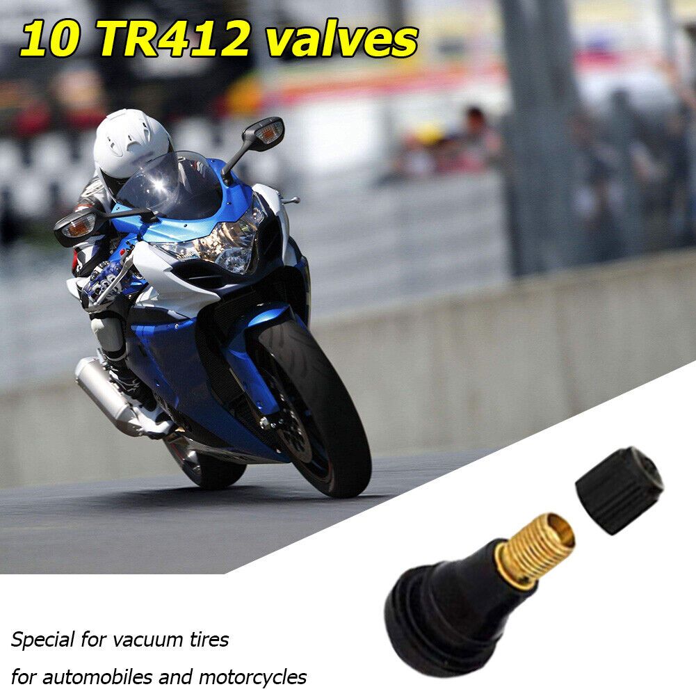 10pcs TR412 Tubeless Tire Valves Snap-in Valve Stems for Car Motorcycle