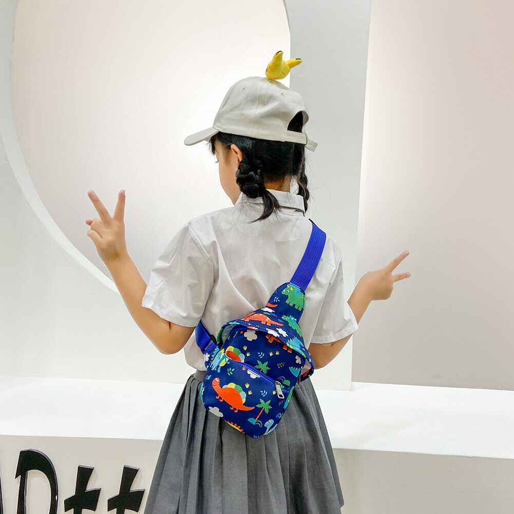 Cute Cartoon Print Chest Bag Children Mini Hats Nylon Messenger Bags (Blue)