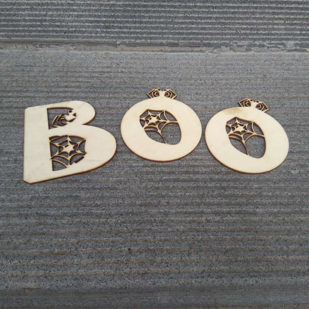 Funny Wooden  BOO Cutout Decoration Craft Blank Embellishments DIY