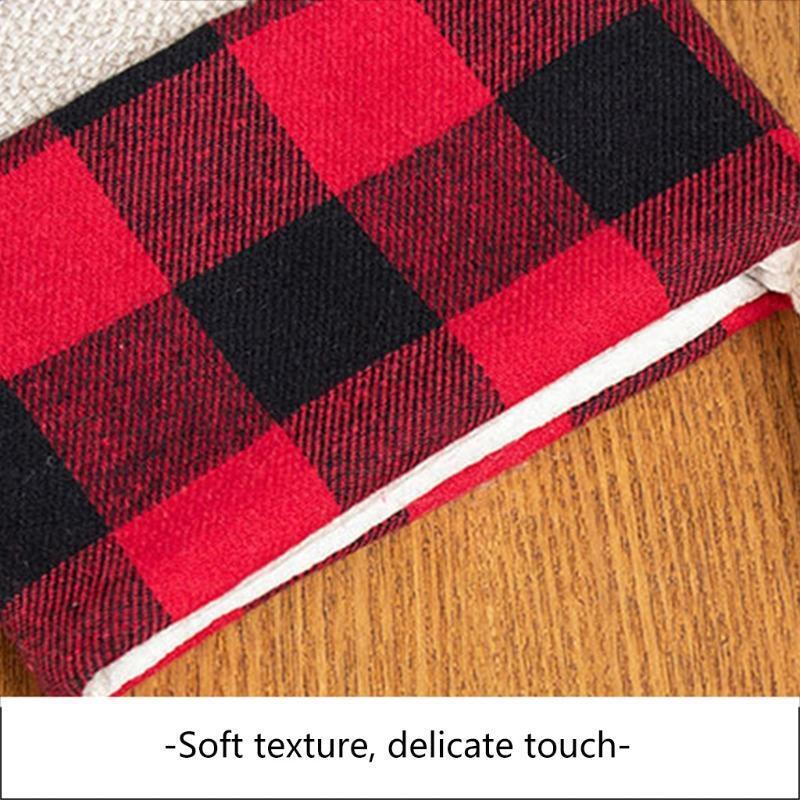3pcs Christmas Stockings Plaid Xmas Stockings Decoration Plush Gift Candy Bag