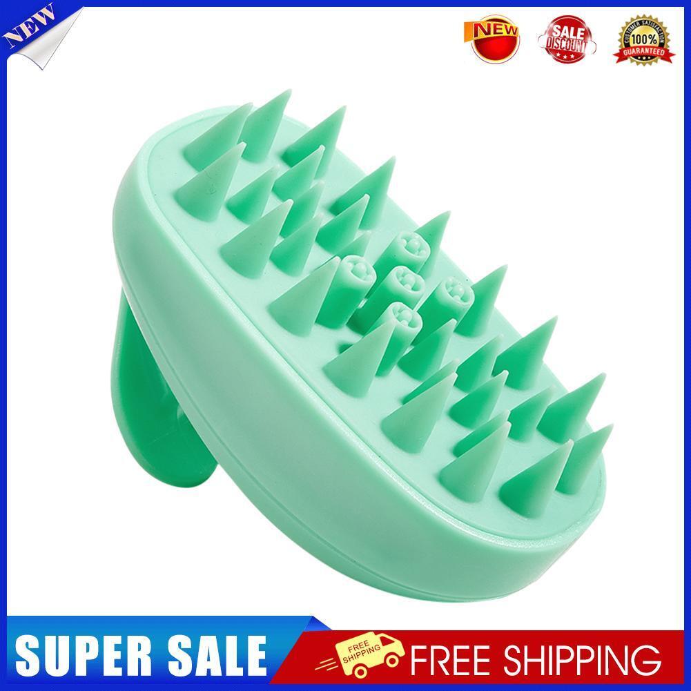 Silicone Head Body Scalp Massage Brush Hair Washing Clean Combs (Green)