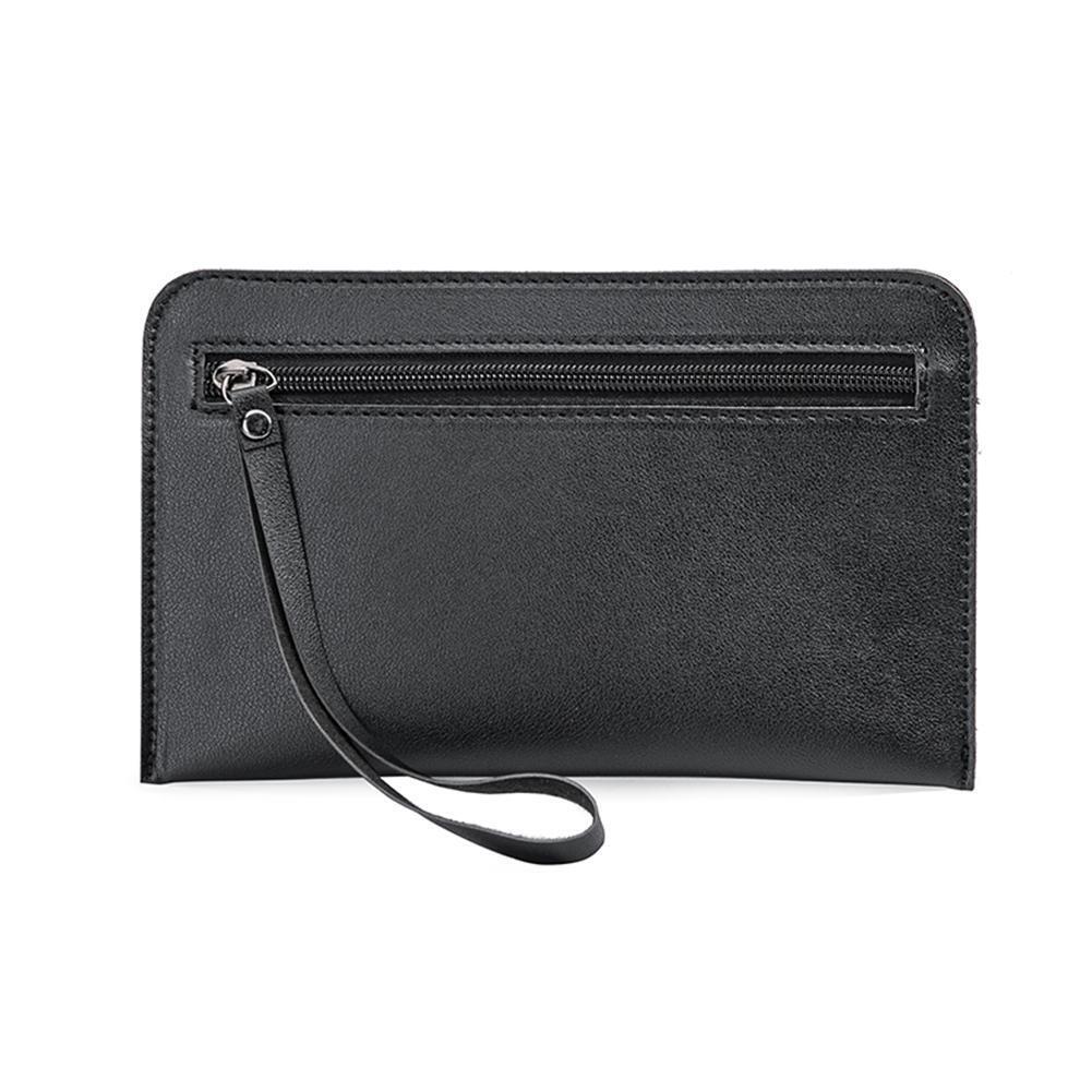 Women Solid Zipper Clutch Wallet Leather Coin Purse Soft Phone Bags (Black)