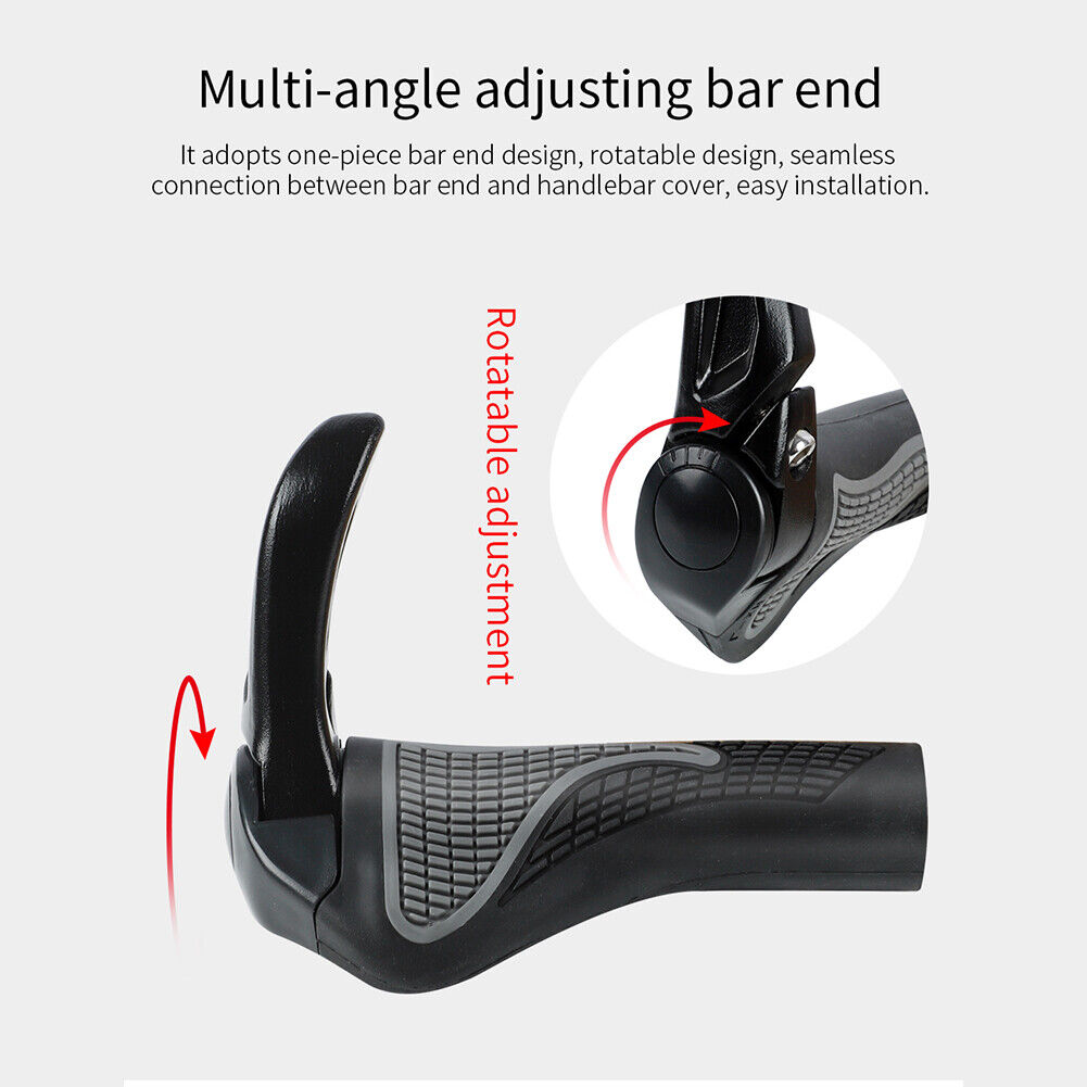1 Pair Ergonomic Handlebar Cover Anti-slip Bike Hand Grips Cover (Black)