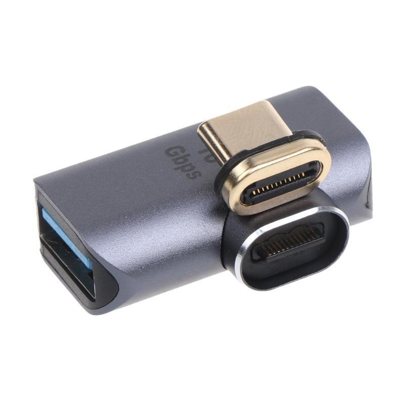 Magnetic Mini Metal Adapter 90 Degree USB C Male to USB 3.0 Female OTG Adapter