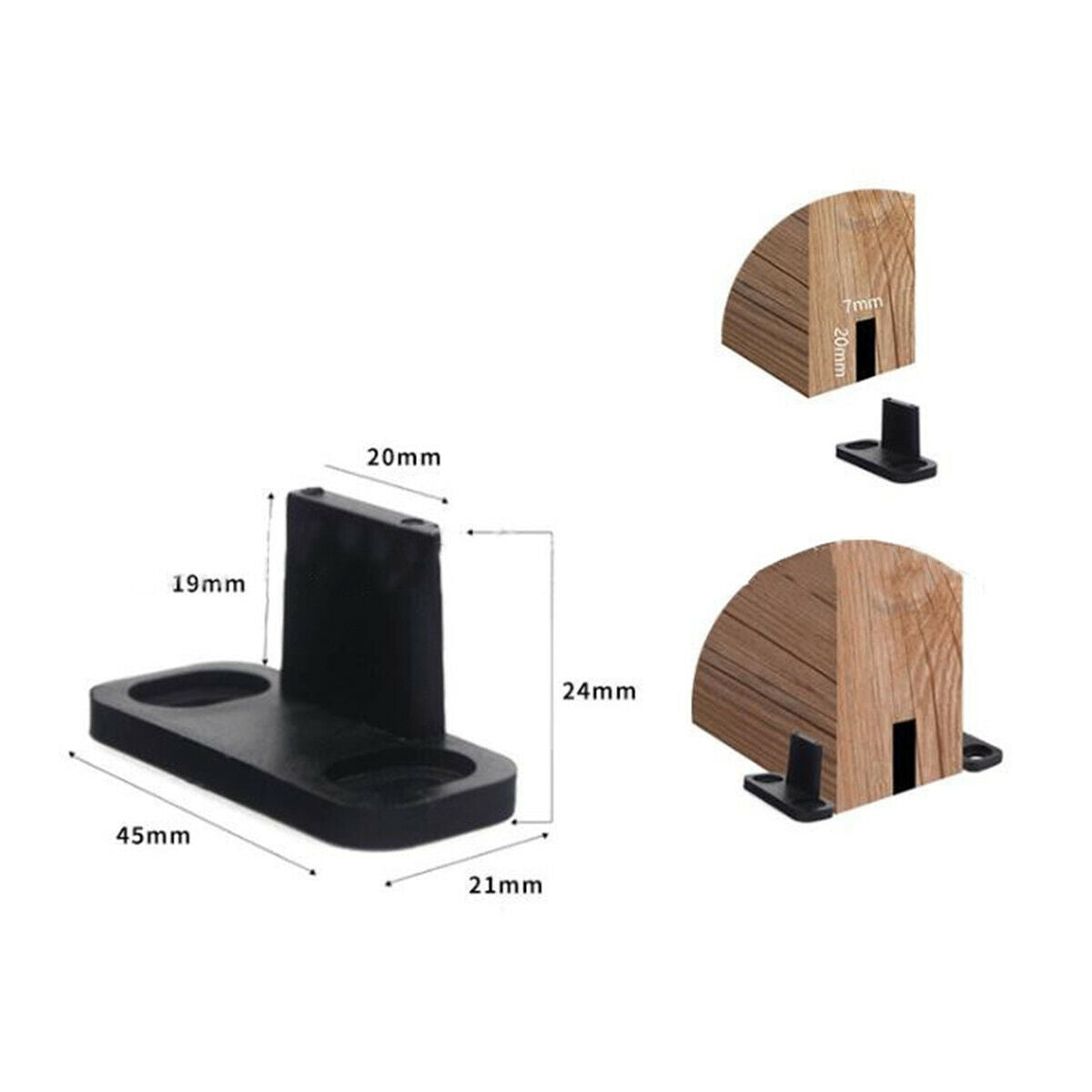 2Pc Cilps Sliding Barn Door Hardware Wall Bottom Floor Roller Guide Clip+ Screws
