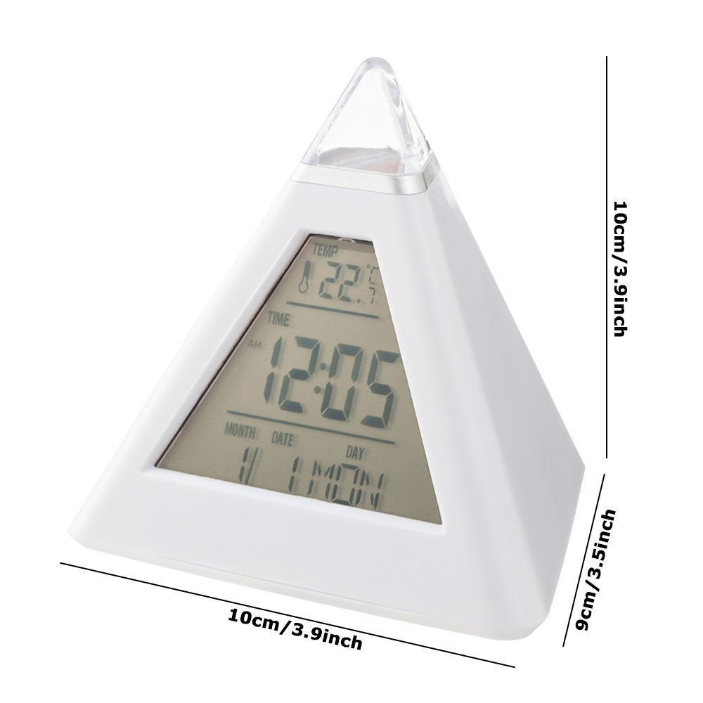 Creative Pyramid Alarm Clock Number Clock Bedside Clocks Thermometer Meter