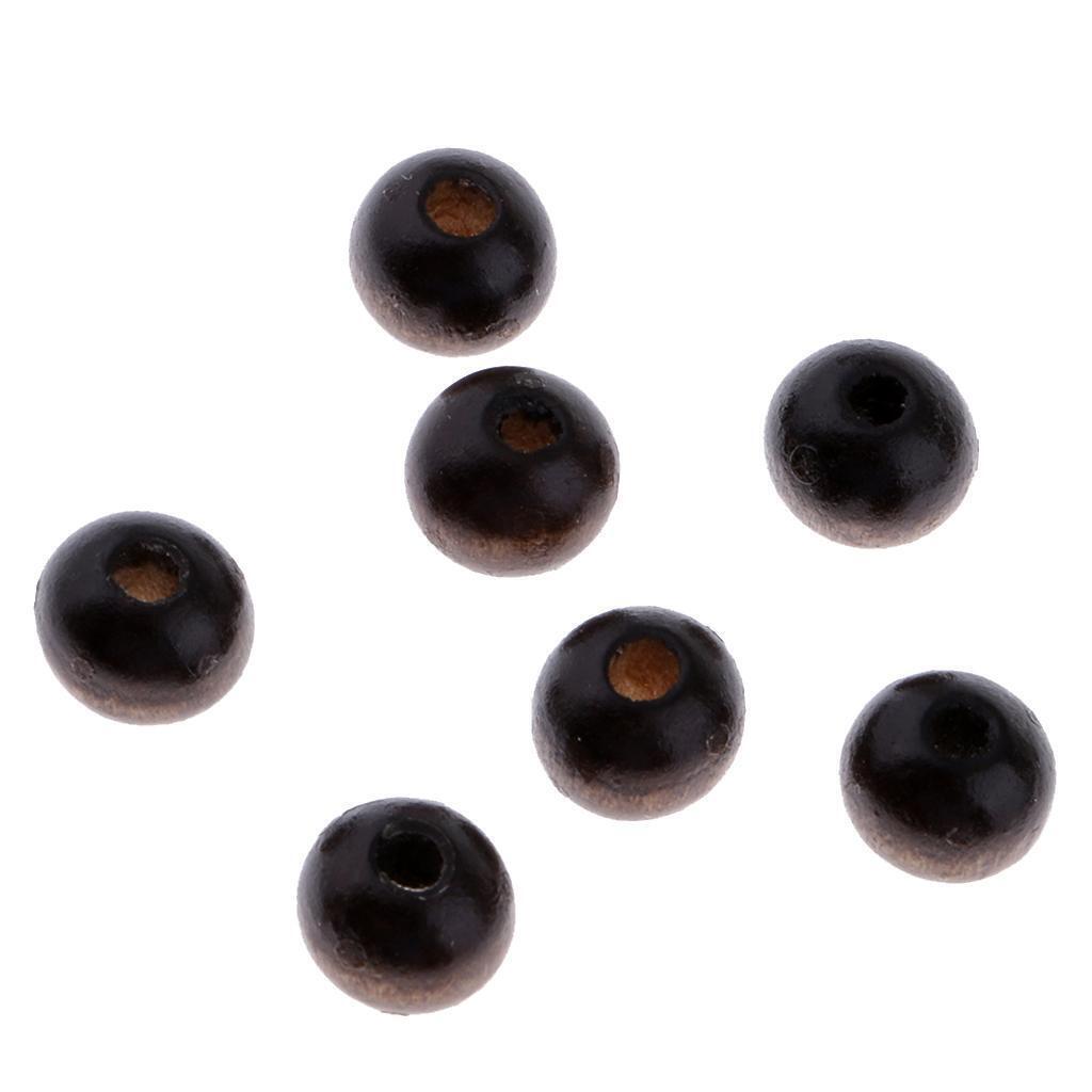100 Pieces Black Round Wooden Beads Loose Beads for Kids Beading Craft 8mm