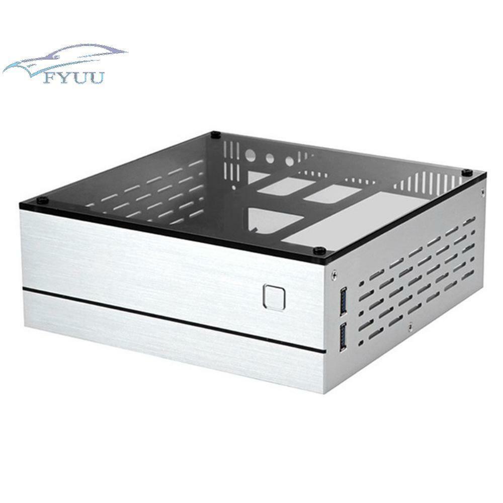 Black Aluminum AC-DC HTPC Computer Box Desktop PC Enclosure For MINI-ITX(17x17)