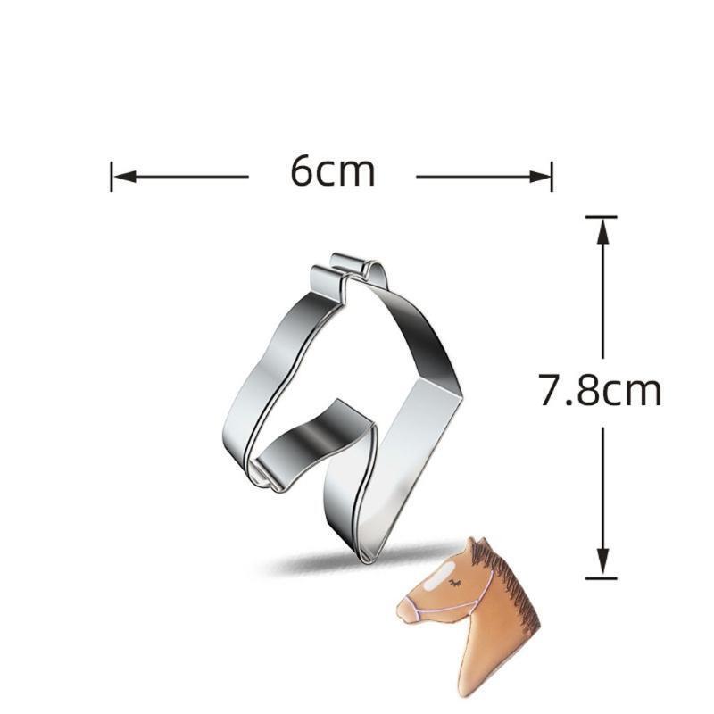 6 Pieces Stainless Steel Biscuits Cutters Cartoon White Horse Cowboy Cake Molds
