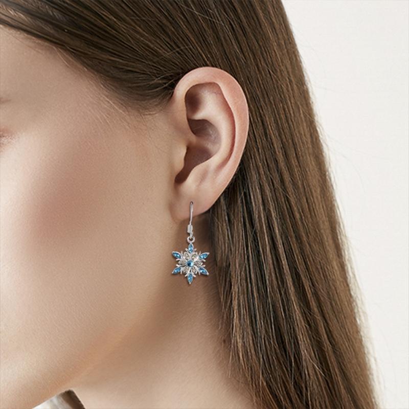 Fashion Snowflake Drop Earrings Crystal Pierced Hook Dangle Earring Jewelry Gift